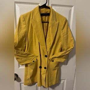 Zara Mustard Double-Breasted Blazer